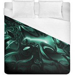 Biscay Green Black Abstract Art Duvet Cover (king Size) by SpinnyChairDesigns