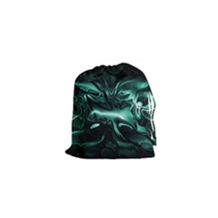 Biscay Green Black Abstract Art Drawstring Pouch (xs)