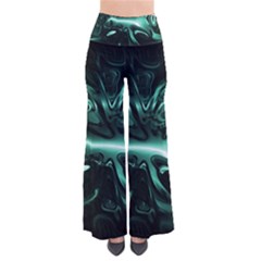 Biscay Green Black Abstract Art So Vintage Palazzo Pants by SpinnyChairDesigns