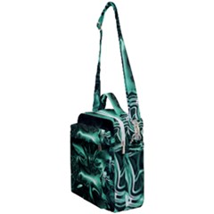 Biscay Green Black Abstract Art Crossbody Day Bag by SpinnyChairDesigns