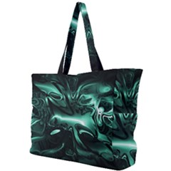 Biscay Green Black Abstract Art Simple Shoulder Bag by SpinnyChairDesigns