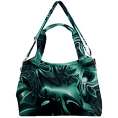 Biscay Green Black Abstract Art Double Compartment Shoulder Bag by SpinnyChairDesigns