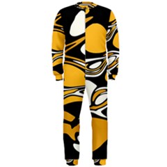 Black Yellow White Abstract Art Onepiece Jumpsuit (men)  by SpinnyChairDesigns