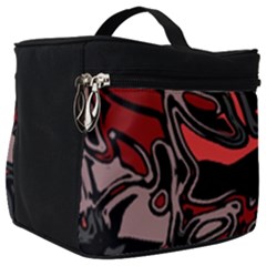 Red Black Grey Abstract Art Make Up Travel Bag (big) by SpinnyChairDesigns
