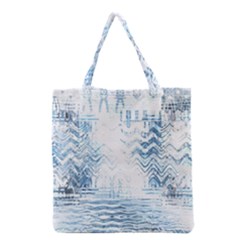 Boho Faded Blue Denim White Batik Grocery Tote Bag by SpinnyChairDesigns