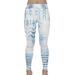 Boho Faded Blue Denim White Batik Classic Yoga Leggings by SpinnyChairDesigns