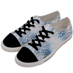 Boho Faded Blue Denim White Batik Men s Low Top Canvas Sneakers by SpinnyChairDesigns