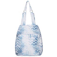 Boho Faded Blue Denim White Batik Center Zip Backpack by SpinnyChairDesigns
