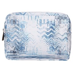 Boho Faded Blue Denim White Batik Make Up Pouch (medium) by SpinnyChairDesigns