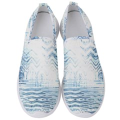 Boho Faded Blue Denim White Batik Men s Slip On Sneakers by SpinnyChairDesigns