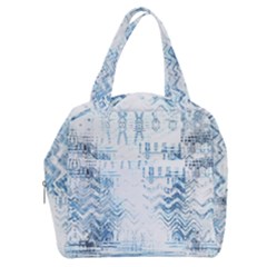 Boho Faded Blue Denim White Batik Boxy Hand Bag by SpinnyChairDesigns