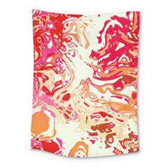 Red Orange Abstract Art Medium Tapestry by SpinnyChairDesigns