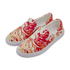 Red Orange Abstract Art Women s Canvas Slip Ons by SpinnyChairDesigns