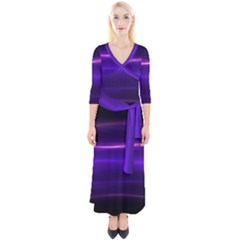 Electric Neon Indigo Black Ombre  Quarter Sleeve Wrap Maxi Dress by SpinnyChairDesigns