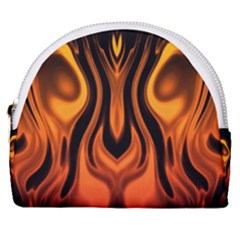 Fire And Flames Pattern Horseshoe Style Canvas Pouch by SpinnyChairDesigns