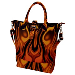 Fire And Flames Pattern Buckle Top Tote Bag by SpinnyChairDesigns