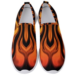 Fire And Flames Pattern Men s Slip On Sneakers by SpinnyChairDesigns