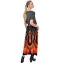 Fire and Flames Pattern Velour Split Maxi Skirt View2