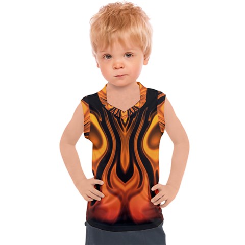 Fire And Flames Pattern Kids  Sport Tank Top by SpinnyChairDesigns