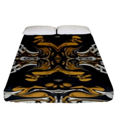 Boho Black Gold Color Fitted Sheet (king Size) by SpinnyChairDesigns
