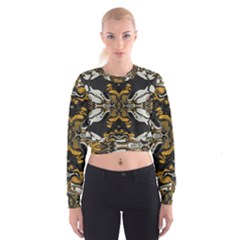 Boho Black Gold Color Cropped Sweatshirt by SpinnyChairDesigns