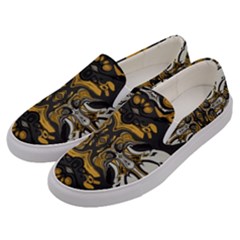 Boho Black Gold Color Men s Canvas Slip Ons by SpinnyChairDesigns