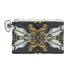 Boho Black Gold Color Canvas Cosmetic Bag (medium) by SpinnyChairDesigns