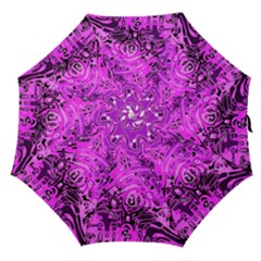 Magenta Black Abstract Art Straight Umbrellas by SpinnyChairDesigns