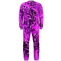 Magenta Black Abstract Art Onepiece Jumpsuit (men)  by SpinnyChairDesigns