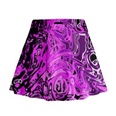 Magenta Black Abstract Art Mini Flare Skirt