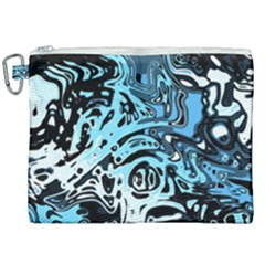 Black Blue White Abstract Art Canvas Cosmetic Bag (xxl) by SpinnyChairDesigns