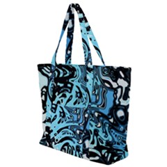 Black Blue White Abstract Art Zip Up Canvas Bag by SpinnyChairDesigns