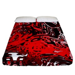 Red Black Abstract Art Fitted Sheet (california King Size) by SpinnyChairDesigns