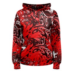 Red Black Abstract Art Women s Pullover Hoodie by SpinnyChairDesigns
