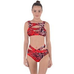 Red Black Abstract Art Bandaged Up Bikini Set  by SpinnyChairDesigns