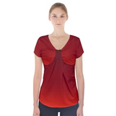 Scarlet Red Ombre Gradient Short Sleeve Front Detail Top by SpinnyChairDesigns