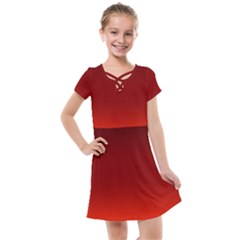 Scarlet Red Ombre Gradient Kids  Cross Web Dress