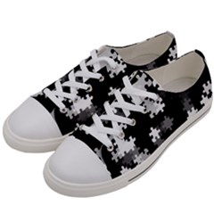 Black And White Jigsaw Puzzle Pattern Women s Low Top Canvas Sneakers by SpinnyChairDesigns