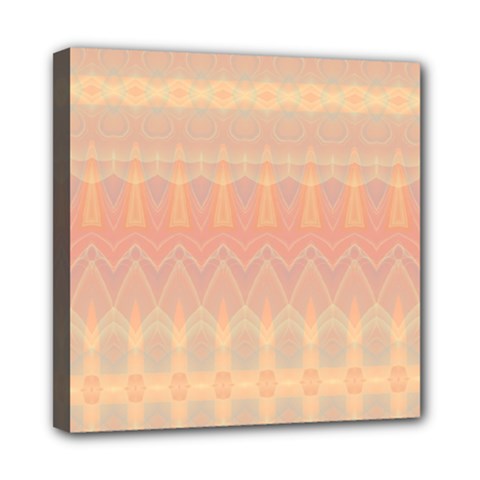 Boho Soft Peach Pattern Mini Canvas 8  X 8  (stretched) by SpinnyChairDesigns