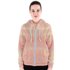 Boho Soft Peach Pattern Women s Zipper Hoodie by SpinnyChairDesigns