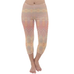 Boho Soft Peach Pattern Capri Winter Leggings 