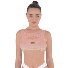 Boho Soft Peach Pattern Bandaged Up Bikini Top by SpinnyChairDesigns