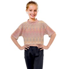 Boho Soft Peach Pattern Kids Mock Neck Tee