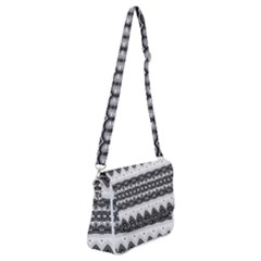 Boho Black And White  Shoulder Bag With Back Zipper by SpinnyChairDesigns