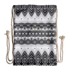 Boho Black And White  Drawstring Bag (large) by SpinnyChairDesigns