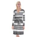 Boho Black And White  Long Sleeve Velvet Front Wrap Dress View1