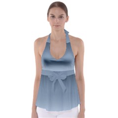 Faded Denim Blue Ombre Gradient Babydoll Tankini Top by SpinnyChairDesigns