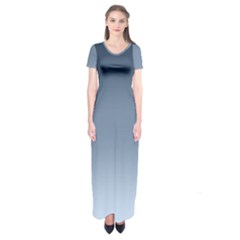 Faded Denim Blue Ombre Gradient Short Sleeve Maxi Dress by SpinnyChairDesigns