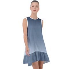 Faded Denim Blue Ombre Gradient Frill Swing Dress by SpinnyChairDesigns