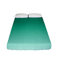 Biscay Green Gradient Ombre Fitted Sheet (full/ Double Size) by SpinnyChairDesigns